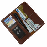 Load image into Gallery viewer, Slim Vintage Long Leather Travel Wallet For Mobile/Credit Cards DARK BROWN
