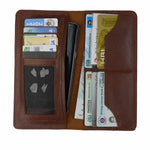 Load image into Gallery viewer, Slim Vintage Long Leather Travel Wallet For Mobile/Credit Cards DARK BROWN
