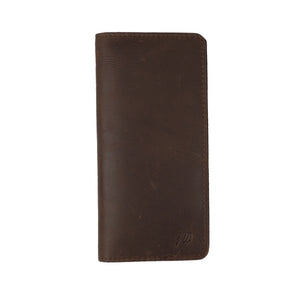 Genuine Vintage Leather Travel Mobile Long Wallet DARK BROWN