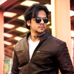 Load image into Gallery viewer, Mens Brown Lambskin Biker Style Leather Jacket
