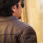 Load image into Gallery viewer, Mens Brown Lambskin Biker Style Leather Jacket
