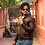 Load image into Gallery viewer, Mens Brown Lambskin Biker Style Leather Jacket
