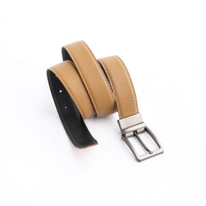 Natural Milled Double Sided Reversible Men's' Leather Belt-BLACK TAN BROWN