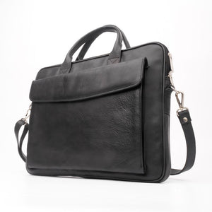 Parker Slim Leather Laptop Bag-Black