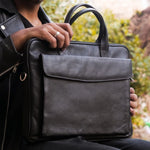 Load image into Gallery viewer, Parker Slim Leather Laptop Bag-Black
