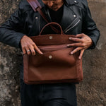 Load image into Gallery viewer, Parker Slim Leather Laptop Bag-Tan
