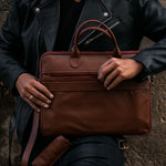 Load image into Gallery viewer, Parker Slim Leather Laptop Bag-Tan
