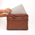 Load image into Gallery viewer, Parker Slim Leather Laptop Bag-Tan
