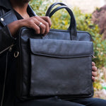 Load image into Gallery viewer, Parker Slim Leather Laptop Bag-Black
