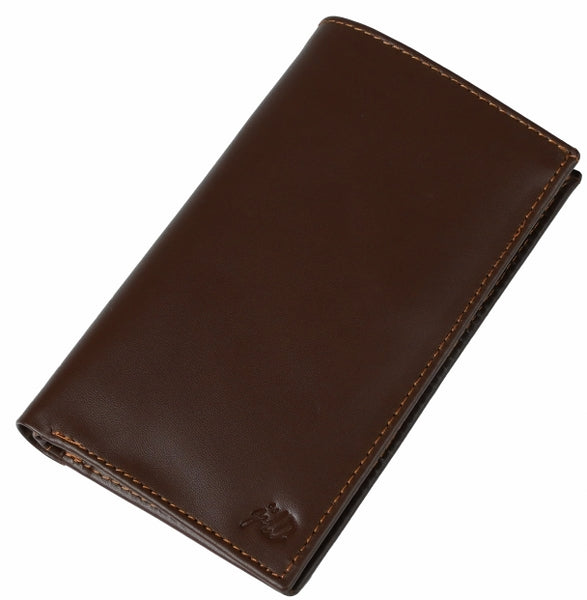 JILD-18 Pockets Leather Long Wallet-DARK BROWN