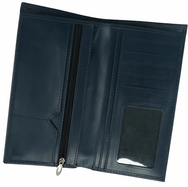 Multi Purpose Leather Long Wallet-BLUE