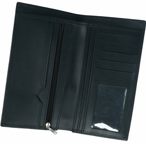 Multi Purpose Leather Long Wallet-BLACK