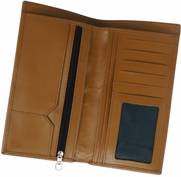 Multi Purpose Leather Long Wallet-TAN BROWN
