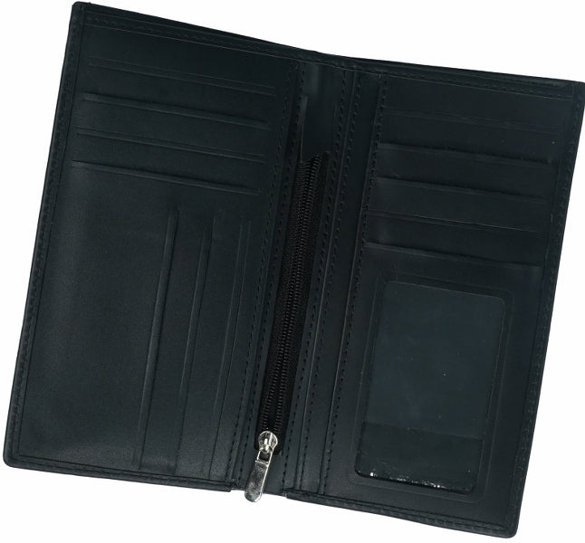 JILD-18 Pockets Leather Long Wallet-BLACK