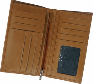 JILD-18 Pockets Leather Long Wallet-TAN BROWN