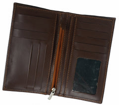 JILD-18 Pockets Leather Long Wallet-DARK BROWN