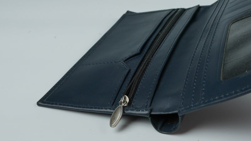 Multi Purpose Leather Long Wallet-BLUE