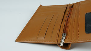 JILD-18 Pockets Leather Long Wallet-TAN BROWN