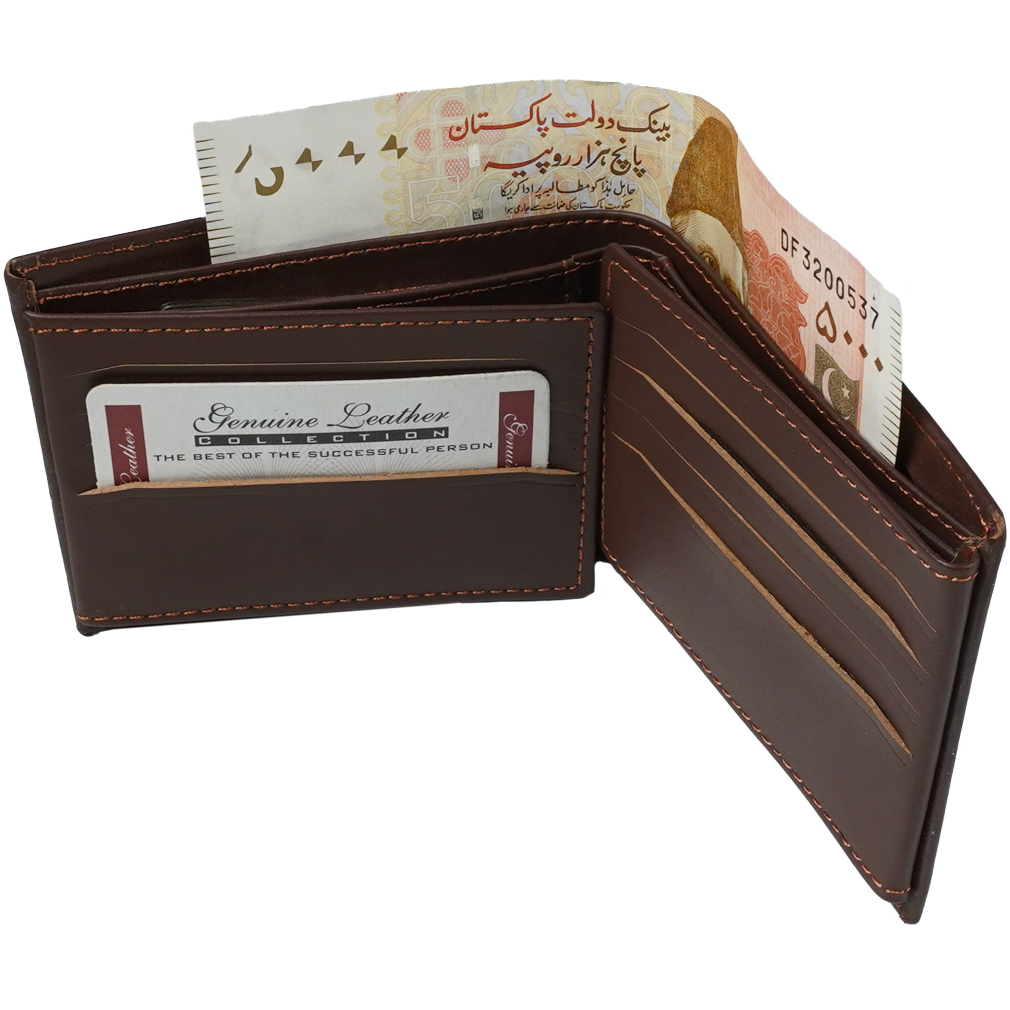 Bi-fold Multi Card Holder Full Grain Cow Leather Mens Wallet