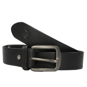 Mens Formal Leather Belt 3 Fold Natural Cow Leather-Black