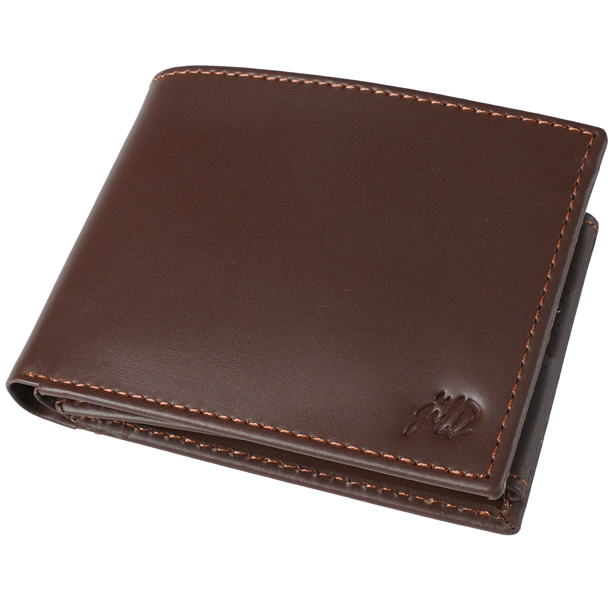 Bi-fold Multi Card Holder Full Grain Cow Leather Mens Wallet