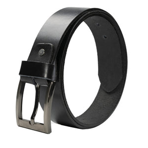 Mens Jet Black Minimal Laminated Leather Belt