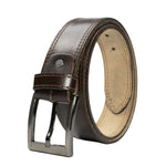 Load image into Gallery viewer, Mens Double Stitch Laminated Leather Belt-Brown
