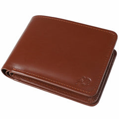 Three Pocket Geniune Leather Mens Wallet- Tan Brown