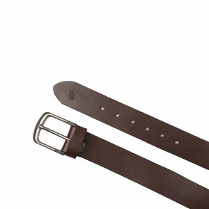 Mens Dark Brown Minimal Laminated Leather Belt