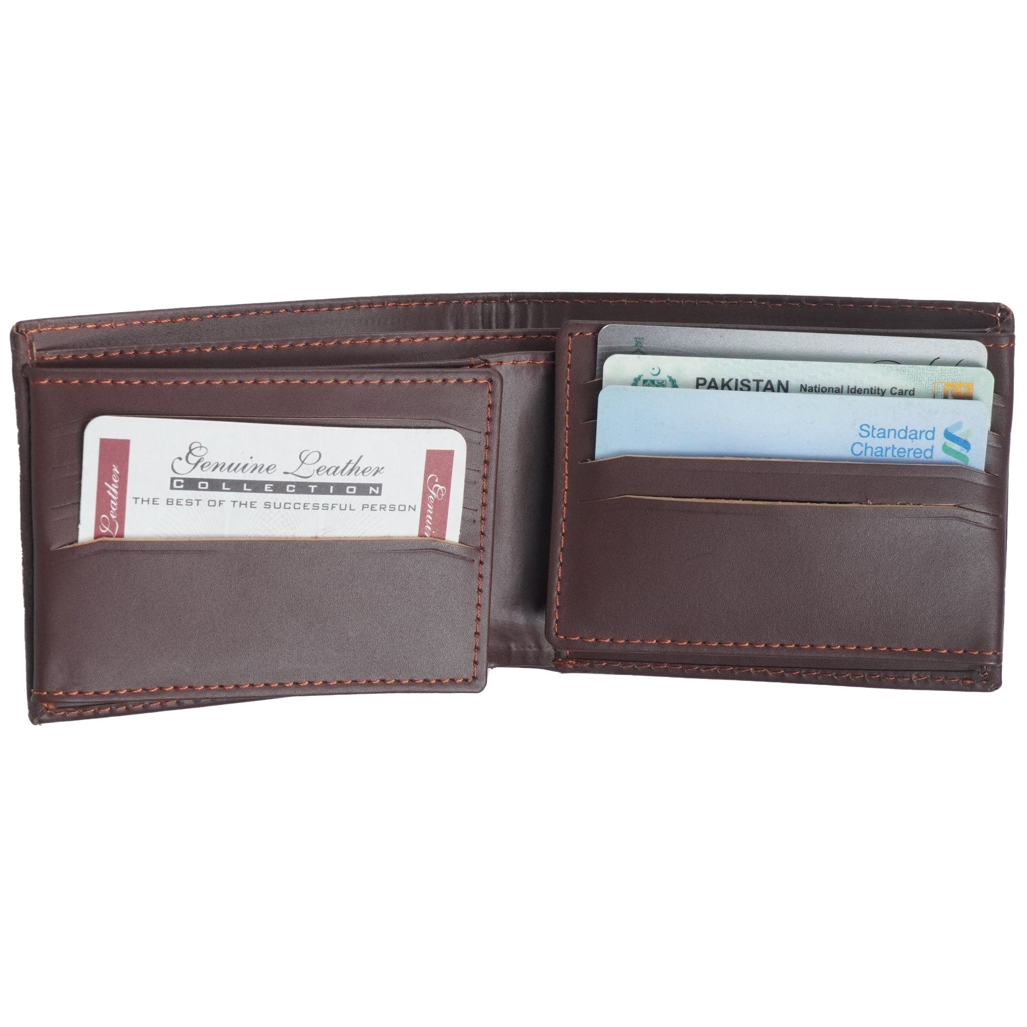 Bi-fold Multi Card Holder Full Grain Cow Leather Mens Wallet