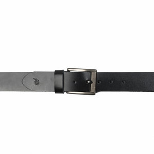 Mens Jet Black Minimal Laminated Leather Belt