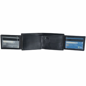 Bi-fold Multi Card Holder Full Grain Cow Leather Mens Wallet