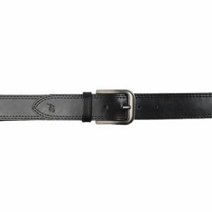 Mens Double Stitch Laminated Leather Belt-Black