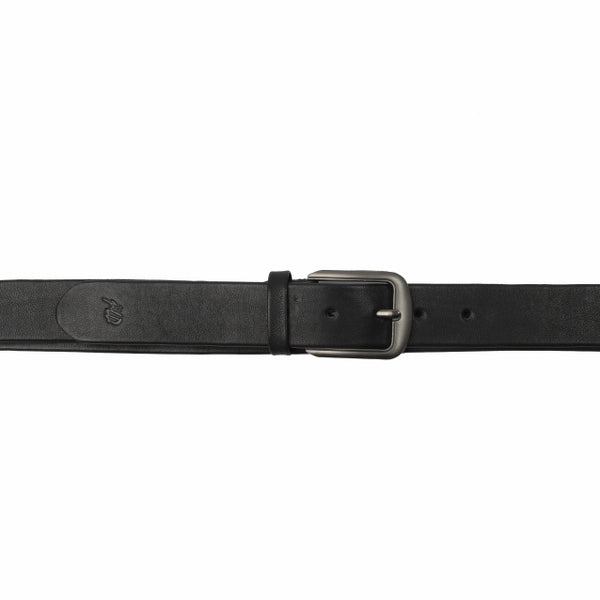 Mens Formal Leather Belt 3 Fold Natural Cow Leather-Black