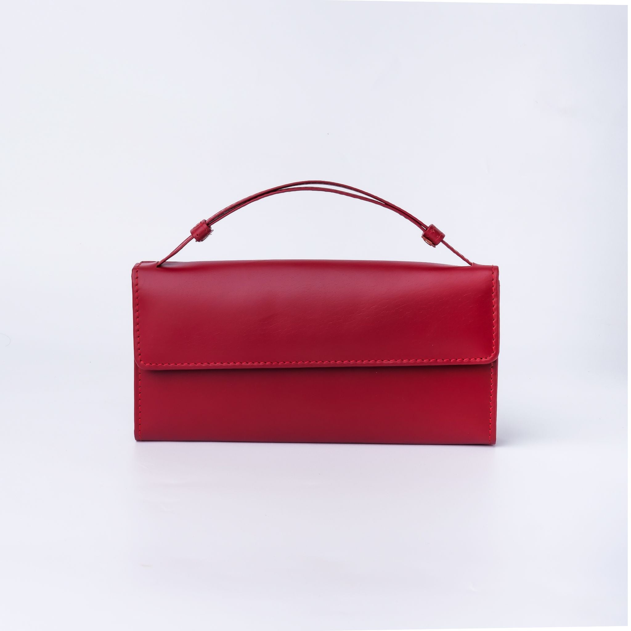 Nova-Womens Handle Leather Clutch Wallet-Red