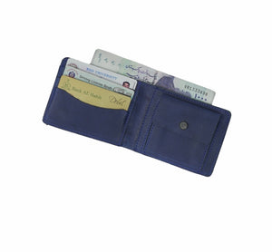 Mens Genuine Vintage Leather Wallet-BLUE BERRY