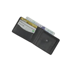 Mens Genuine Vintage Leather Wallet-CHARCOAL BLACK