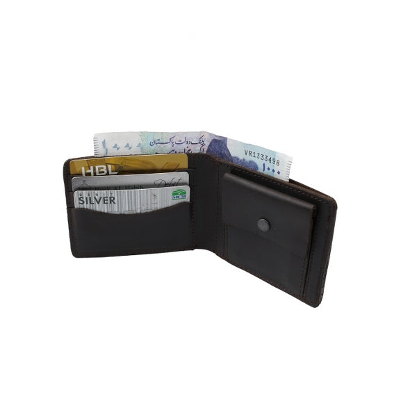 Mens Genuine Vintage Leather Wallet-CHARCOAL BLACK