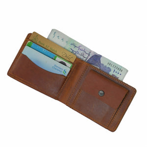 Mens Genuine Vintage Leather Wallet-WOOD BROWN