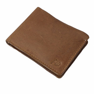 Mens Genuine Vintage Leather Wallet-WOOD BROWN S3