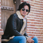 Load image into Gallery viewer, Premium Shearling Fur Leather Jacket-Black
