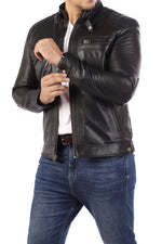 Load image into Gallery viewer, Men&#39;s Casual Signature Diamond Lambskin Leather Jacket-Black
