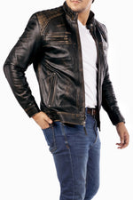 Load image into Gallery viewer, Men&#39;s Casual Signature Diamond Lambskin Leather Jacket-Vintage Black
