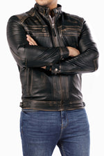 Load image into Gallery viewer, Men&#39;s Casual Signature Diamond Lambskin Leather Jacket-Vintage Black
