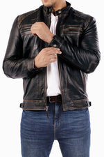 Load image into Gallery viewer, Men&#39;s Casual Signature Diamond Lambskin Leather Jacket-Vintage Black
