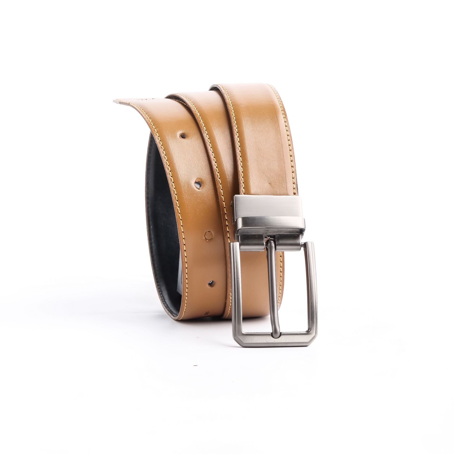 Chromium Double Sided Reversible Men's' Leather Belt-BLACK TAN BRN