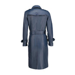 Load image into Gallery viewer, Womens Leather Long Coat-Blue
