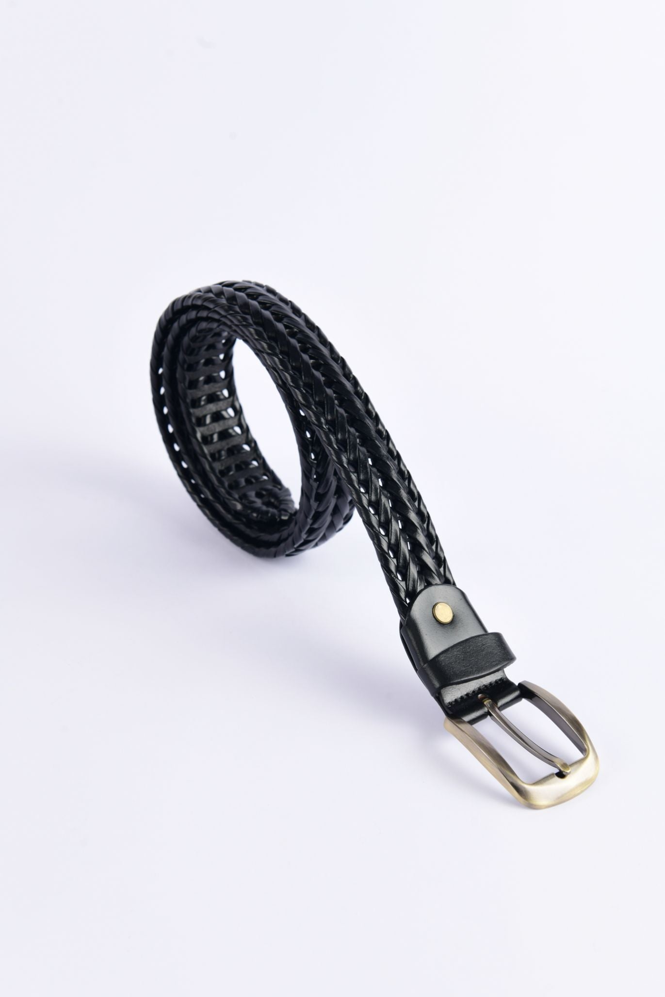 Stylish Braided Men's Leather Belt-Black Color