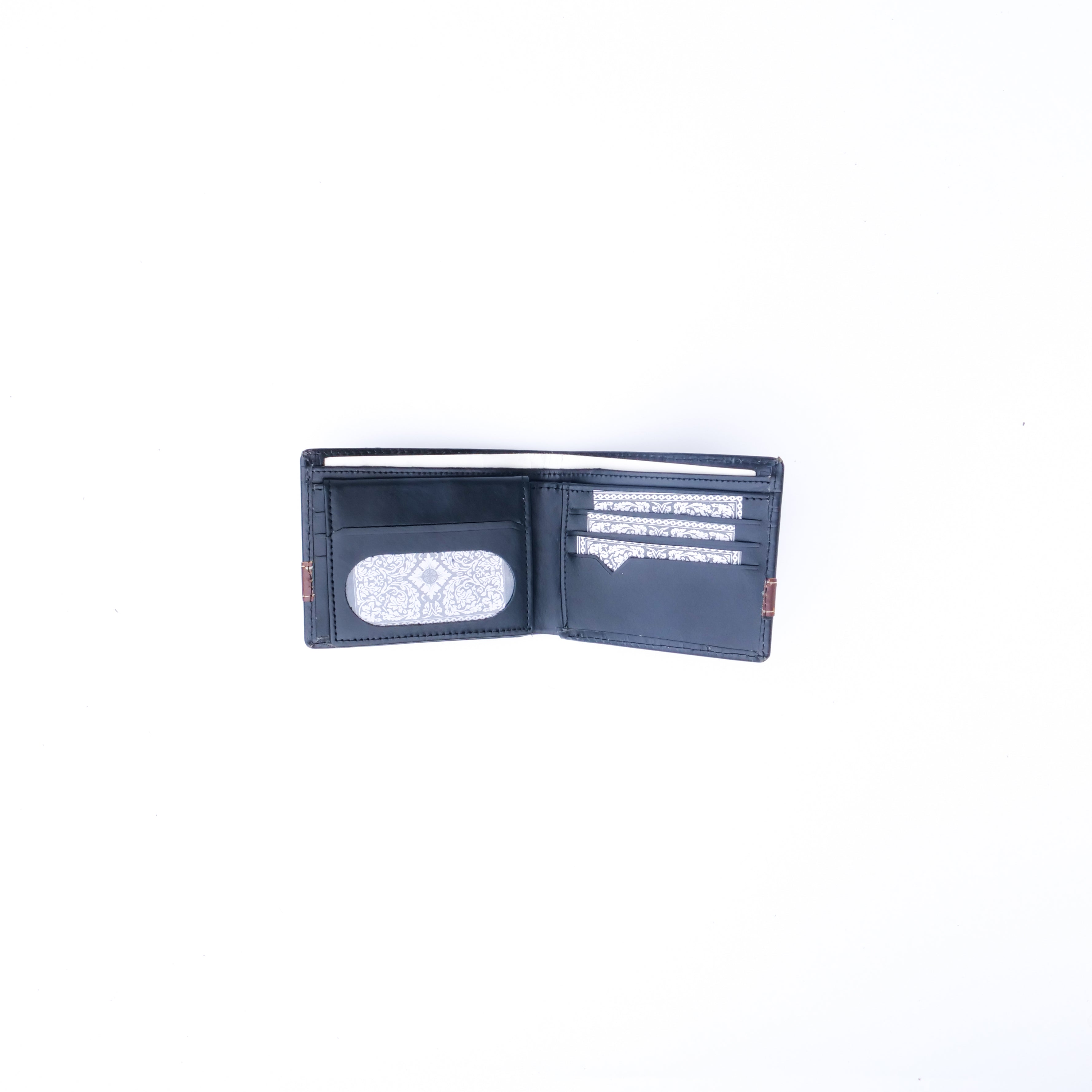 Croc-Style Leather Mens Wallet-Black