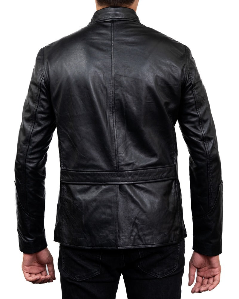 5-Button Men Lambskin Leather Blazer-Black – Jild